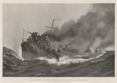 The Naval Manoeuvres, Torpedo Craft Going Down Channel to Join Their Squadron After Mobilisation by Fred T. Jane